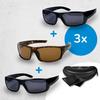 HD Polar View polarisierte Sonnenbrille 3 Stk. inkl. Zubehör GRATIS  / 2x schwarz + 1x Hornoptik