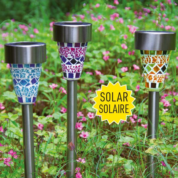 Solar-LED-Steckleuchten Mosaik 3er-Set